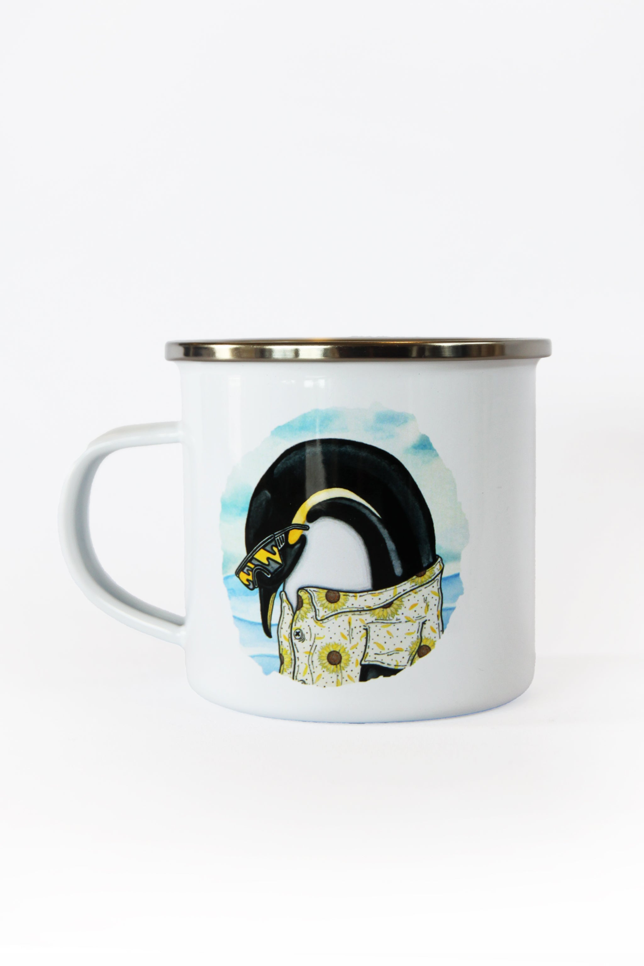 Pool Party Penguin Enamel Mug